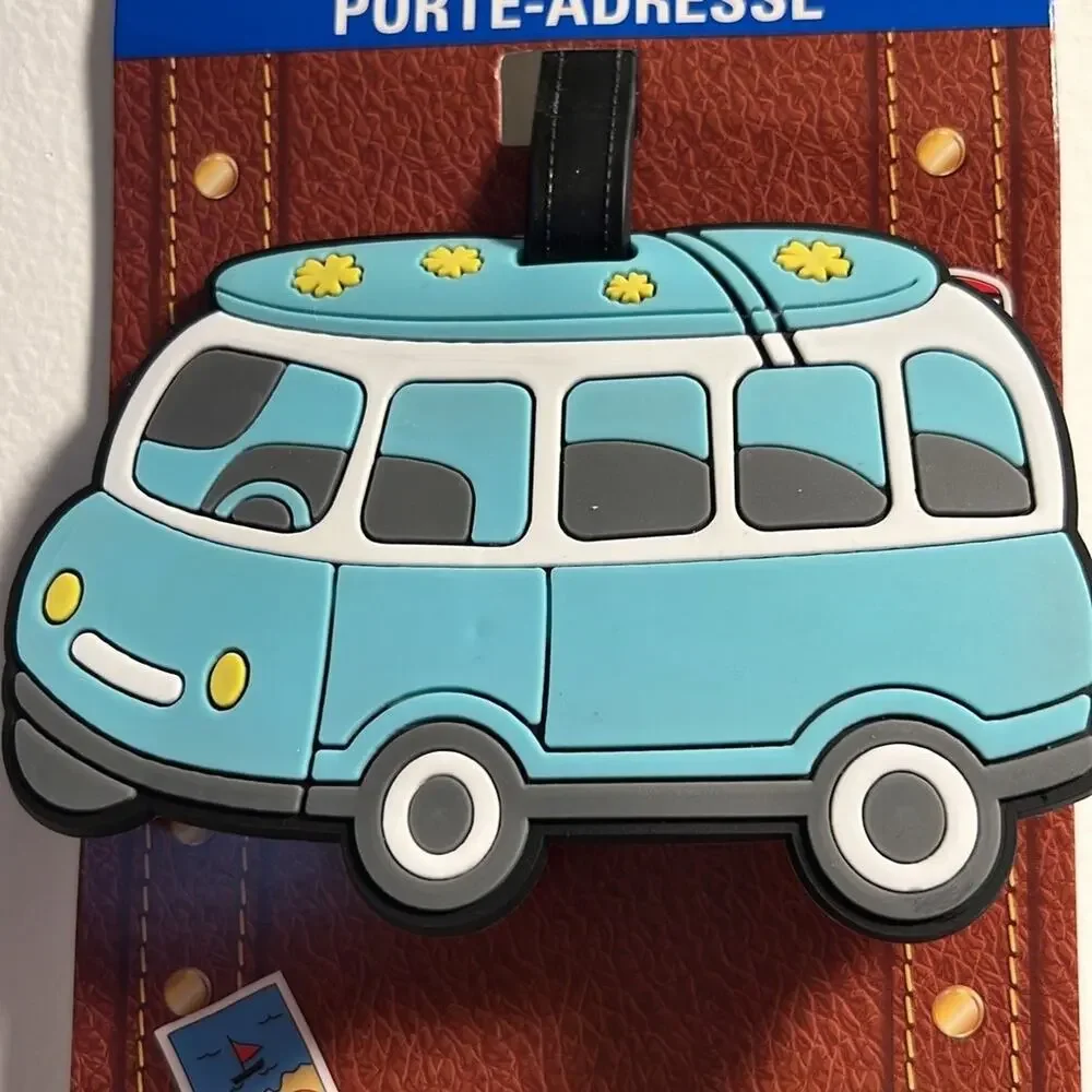 NWT On The Go Luggage Tag VW Bus With Surf Board On Top